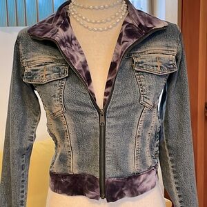 Fab Jean zip front multi pocket tie dye edging